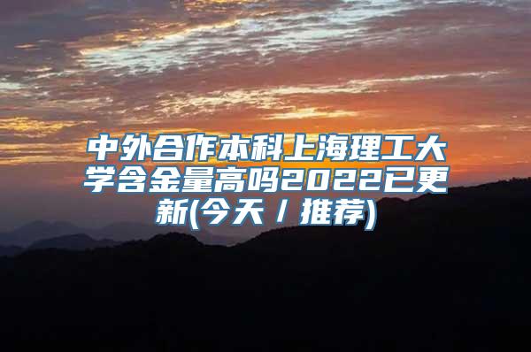中外合作本科上海理工大学含金量高吗2022已更新(今天／推荐)