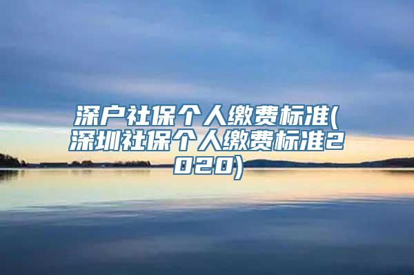 深户社保个人缴费标准(深圳社保个人缴费标准2020)