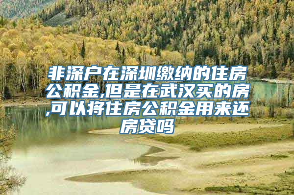 非深户在深圳缴纳的住房公积金,但是在武汉买的房,可以将住房公积金用来还房贷吗
