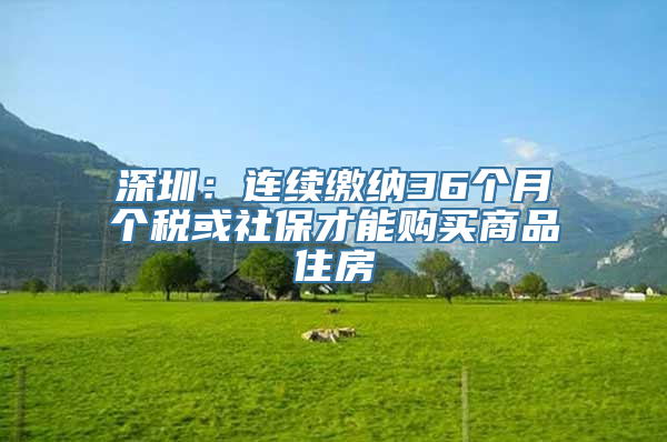 深圳：连续缴纳36个月个税或社保才能购买商品住房