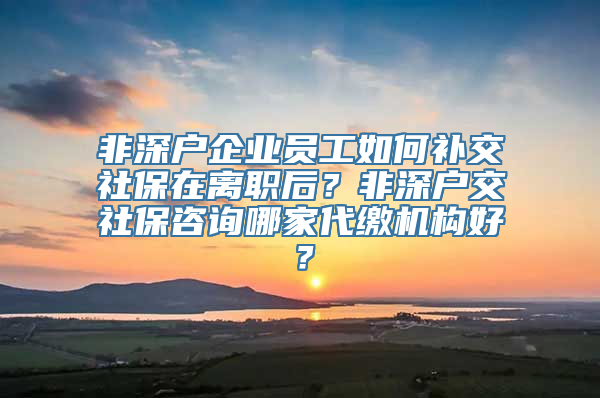 非深户企业员工如何补交社保在离职后？非深户交社保咨询哪家代缴机构好？