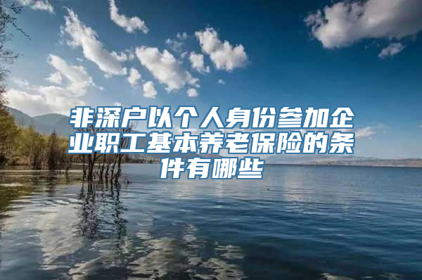 非深户以个人身份参加企业职工基本养老保险的条件有哪些