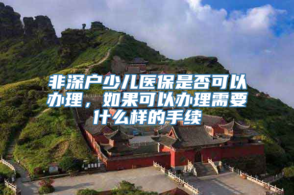 非深户少儿医保是否可以办理，如果可以办理需要什么样的手续