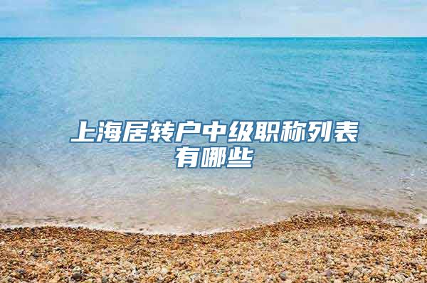 上海居转户中级职称列表有哪些