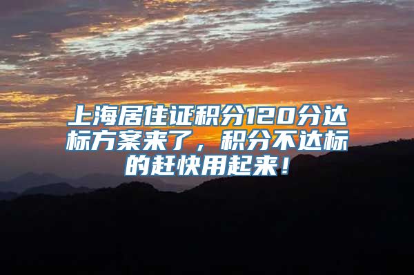 上海居住证积分120分达标方案来了，积分不达标的赶快用起来！