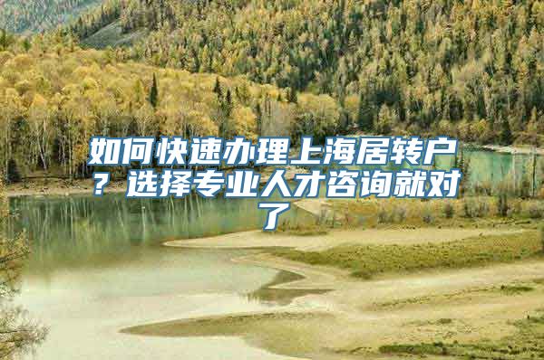 如何快速办理上海居转户？选择专业人才咨询就对了
