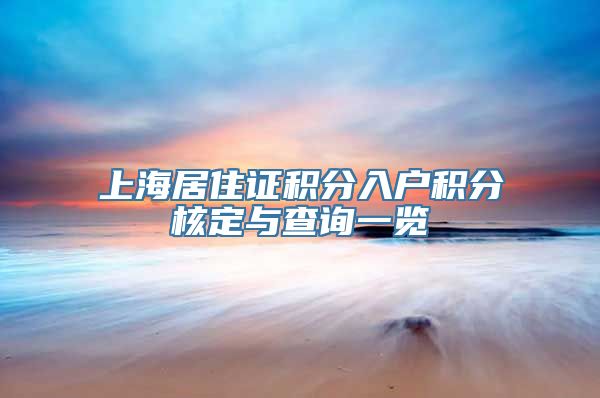 上海居住证积分入户积分核定与查询一览