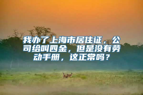 我办了上海市居住证，公司给叫四金，但是没有劳动手册，这正常吗？