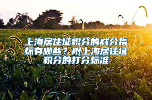 上海居住证积分的减分指标有哪些？附上海居住证积分的打分标准